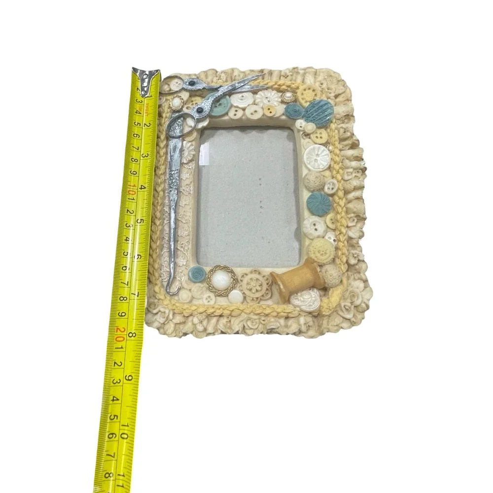 Fancy Frames Button Box Sewing Theme Picture Frame Scissors Spool cottage core